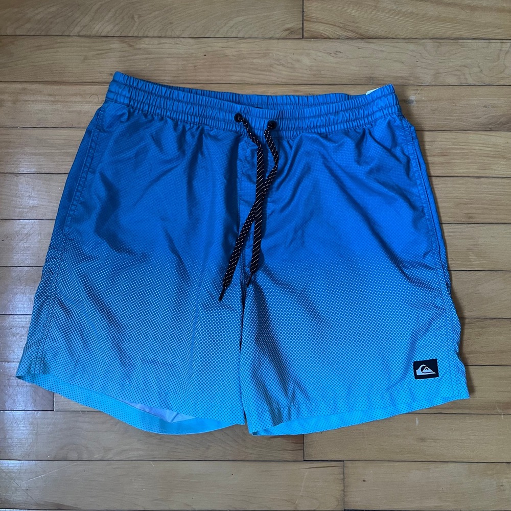Quiksilver Mens Blue Ombre Dot Pattern Swim Trunks Board Shorts Large